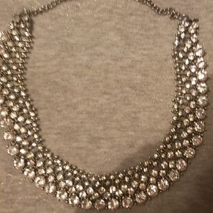 Rhinestone Statement Necklace Choker Silver